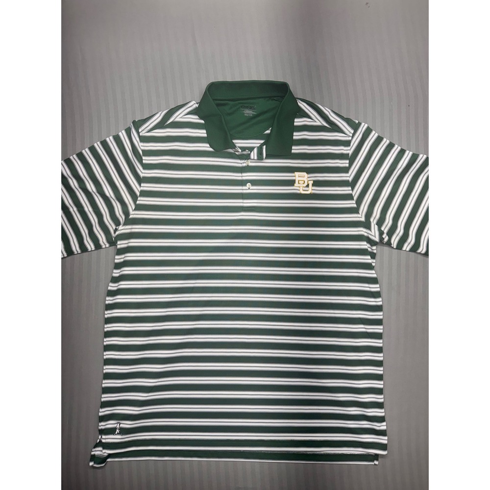 Ping Mens Baylor University Golf Polo Shirt Green White Striped Size XXL
